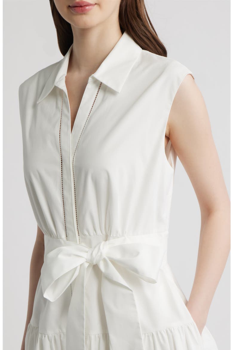 Bea Sleeveless Cotton Blend Shirtdress, Alternate, color, WHITE