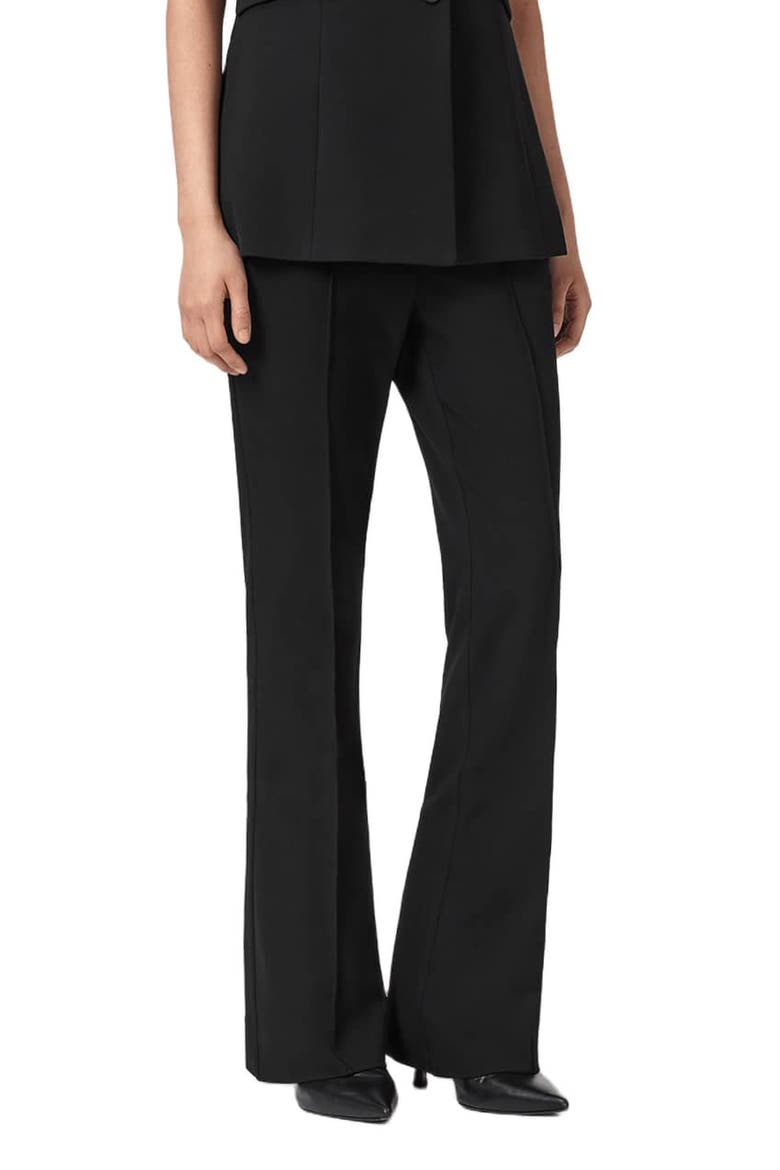 Astra Pleated Flare Leg Pants, Alternate, color, BLACK