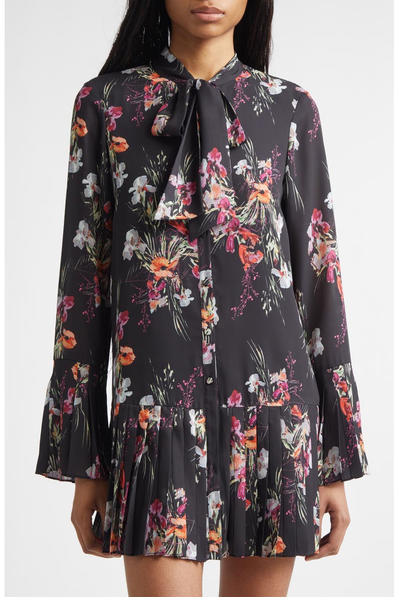 Iris Bouquet Alinda Long Sleeve Shirtdress, Alternate, color, BLACK MULTI