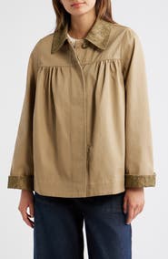 Damson Madder Mercedes Lace Collar Organic Cotton Mini Coat