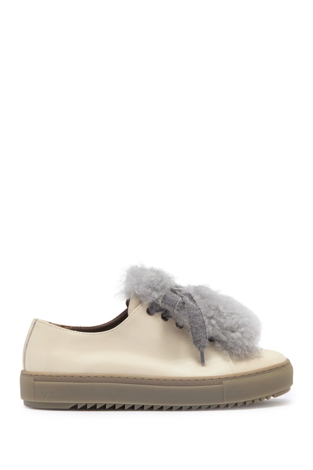 AGL Patent Leather Sneaker With Genuine Sheep Fur Accents, Alternate, color, 