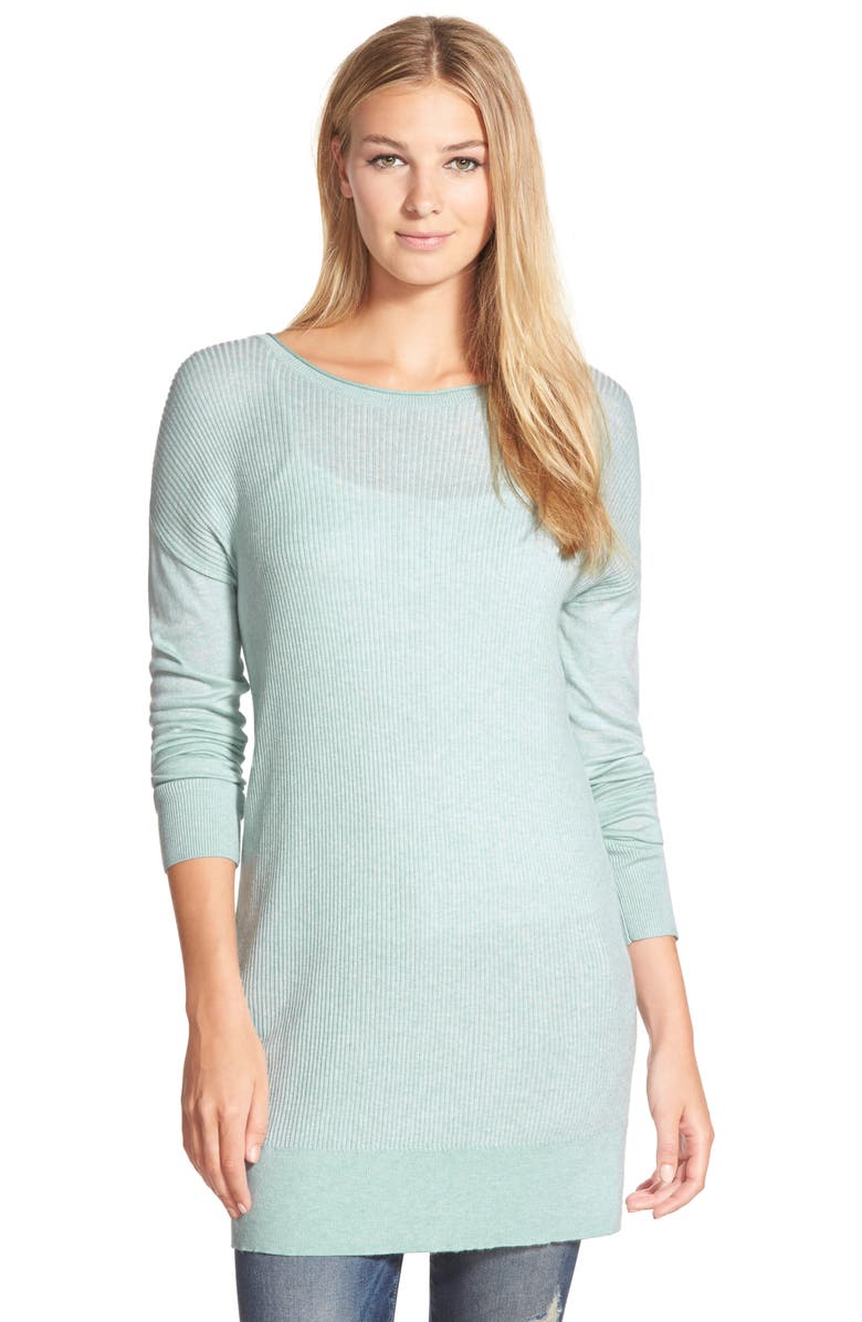 Caslon<sup>®</sup> Long Sleeve Rib Knit Tunic Top, Main, color,