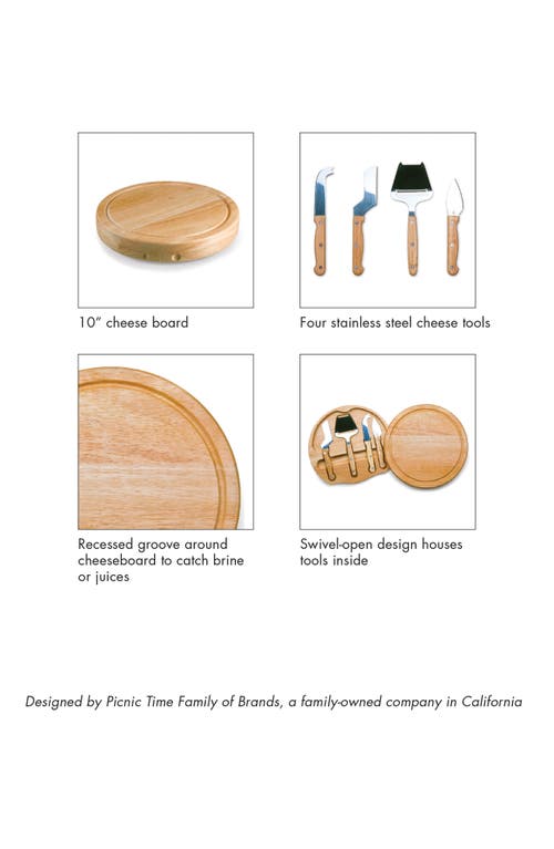 Picnic Time X Disney® Mickey & Minnie Mouse Swivel Cheese Board & Tools Set In Brown