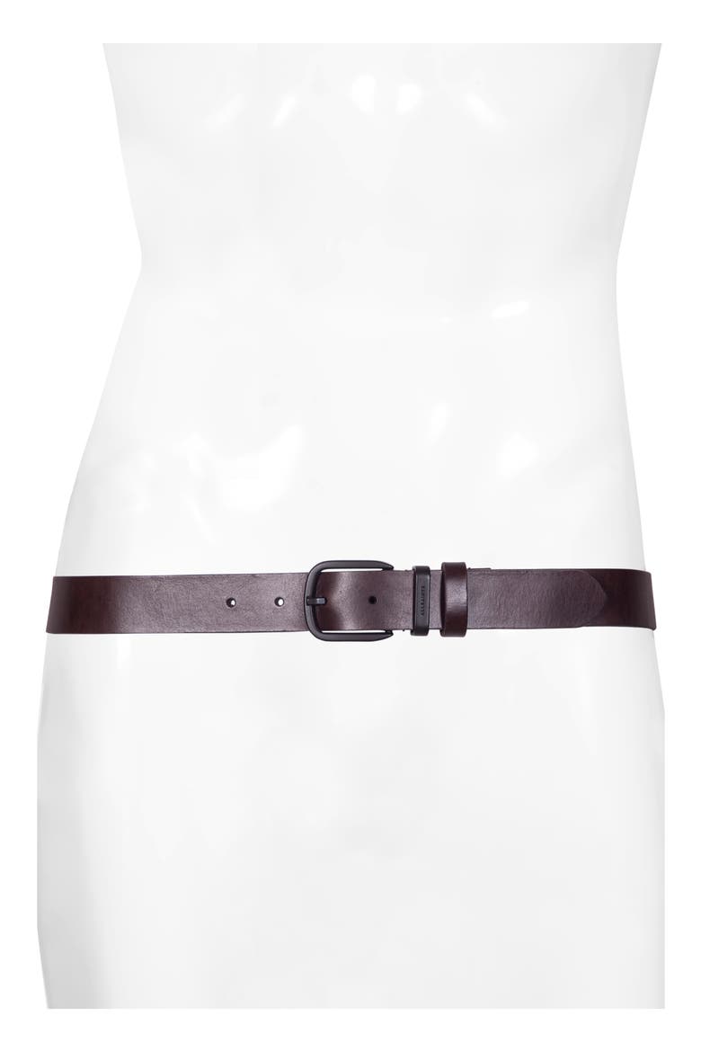 Leather Belt, Alternate, color, BITTER BROWN / DULL NICKEL