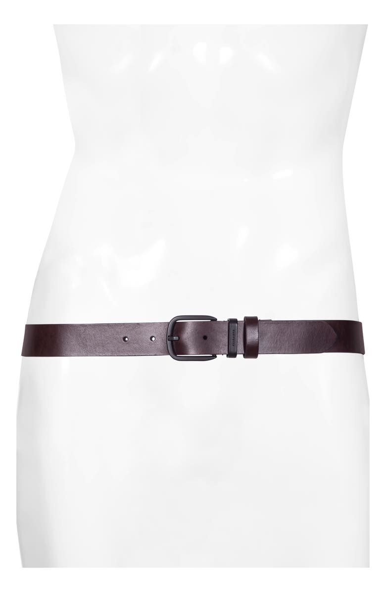 AllSaints Leather Belt, Alternate, color, Bitter Brown / Dull Nickel