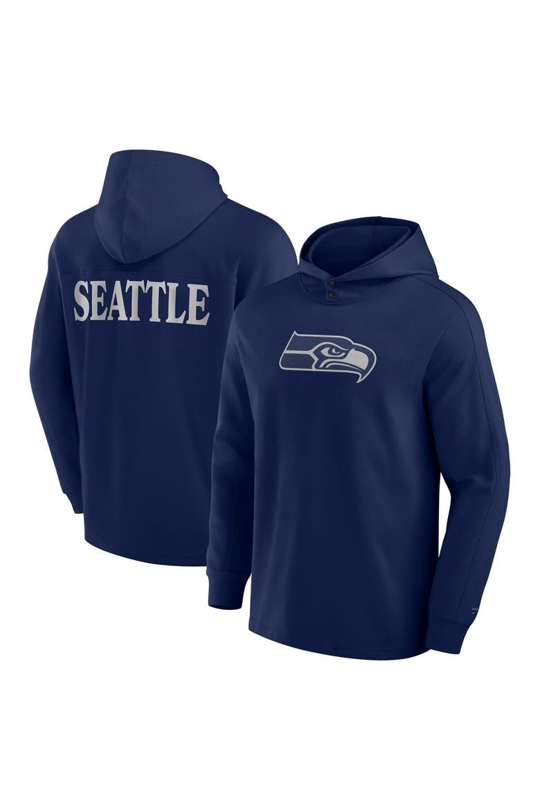 Men's Fanatics College Navy Seattle Seahawks Elements Blaze Tri-Blend Long Sleeve Hoodie T-Shirt, Main, color, College Navy