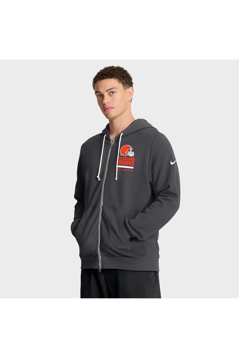 Men's Nike Anthracite Cleveland Browns Sideline Standard Issue Utility Player Dri-FIT Full-Zip Hoodie, Main, color, Anthracite