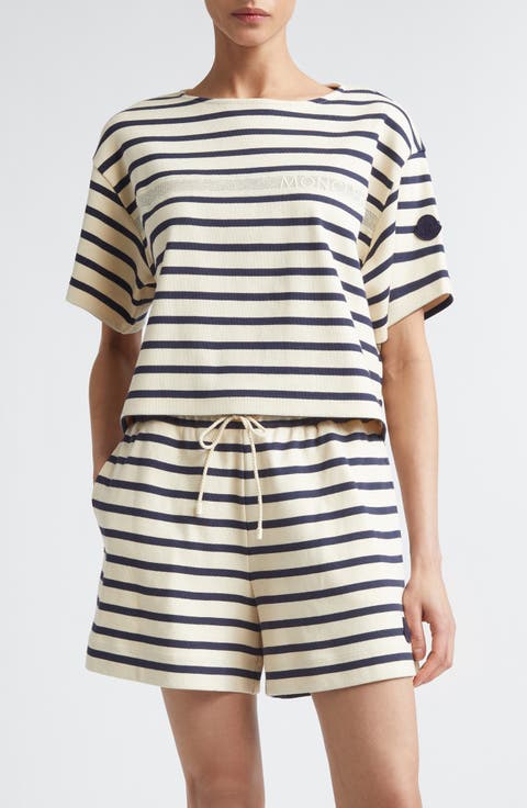 Nautical Stripe Ventilated Crop T-Shirt