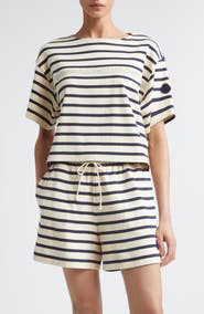 Moncler Nautical Stripe Ventilated Crop T-Shirt