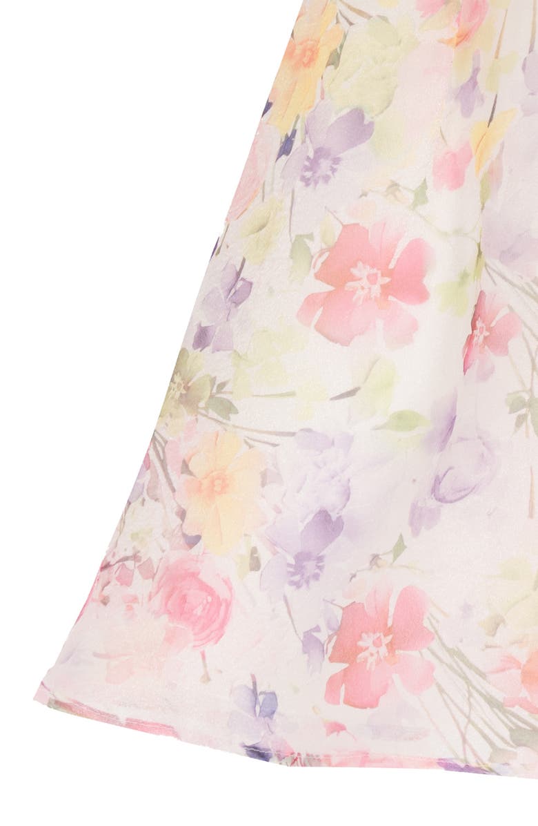 Rare Editions Kids' Printed Puff Sleeve Organza Party Dress, Alternate, color, Ivory