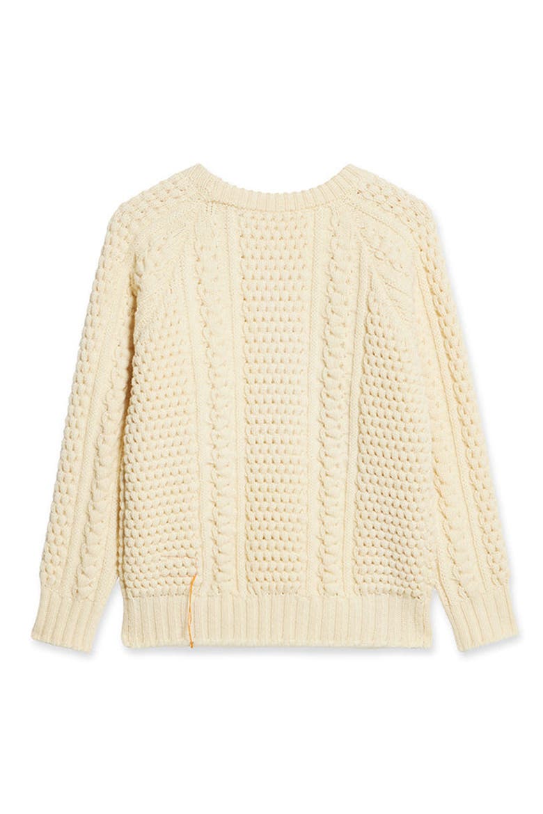 Aston Cable Knit Wool Crewneck Sweater, Alternate, color, WHITE