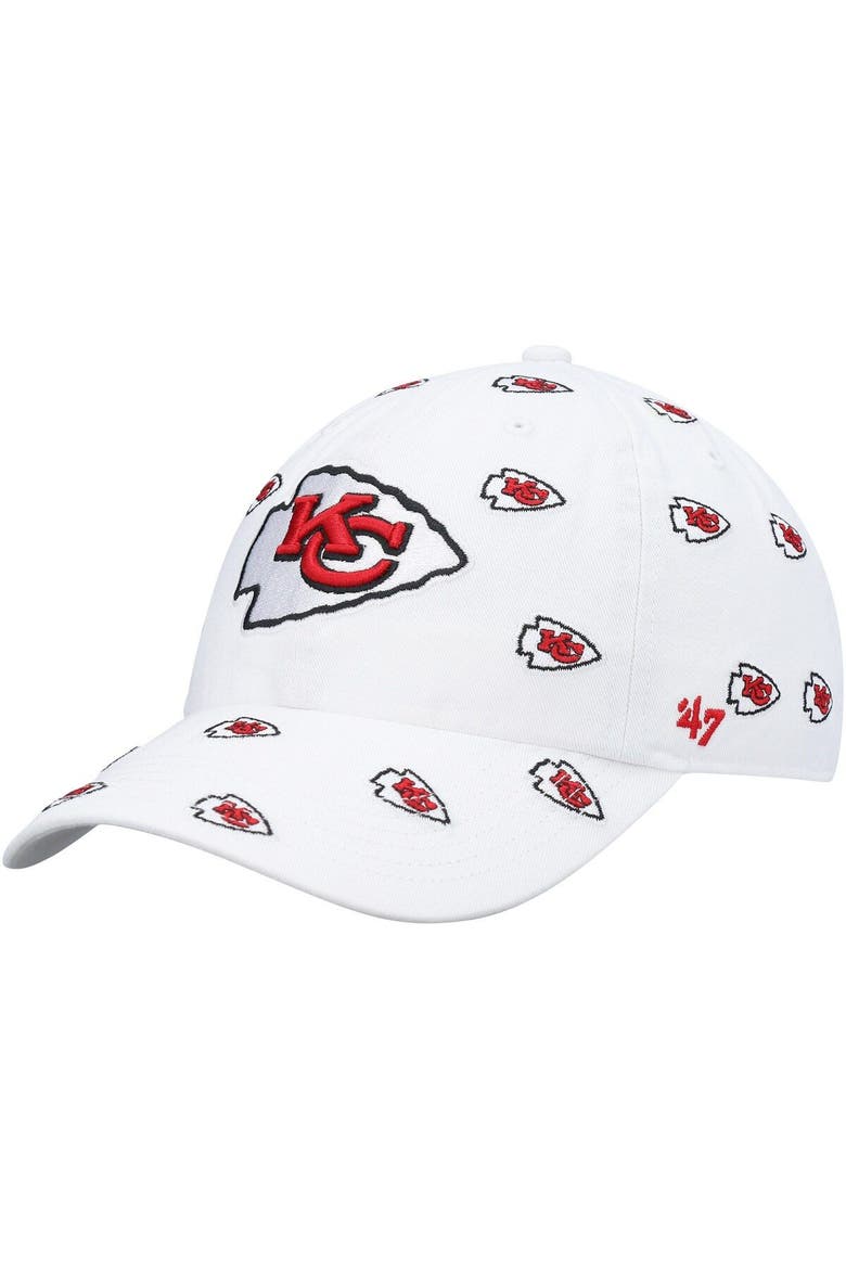 Women's '47 White Kansas City Chiefs Confetti Clean Up Adjustable Hat, Main, color, White