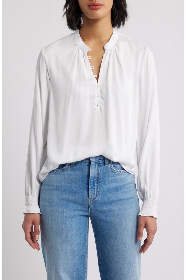 Gathered Satin Top, Main, color, WHITE
