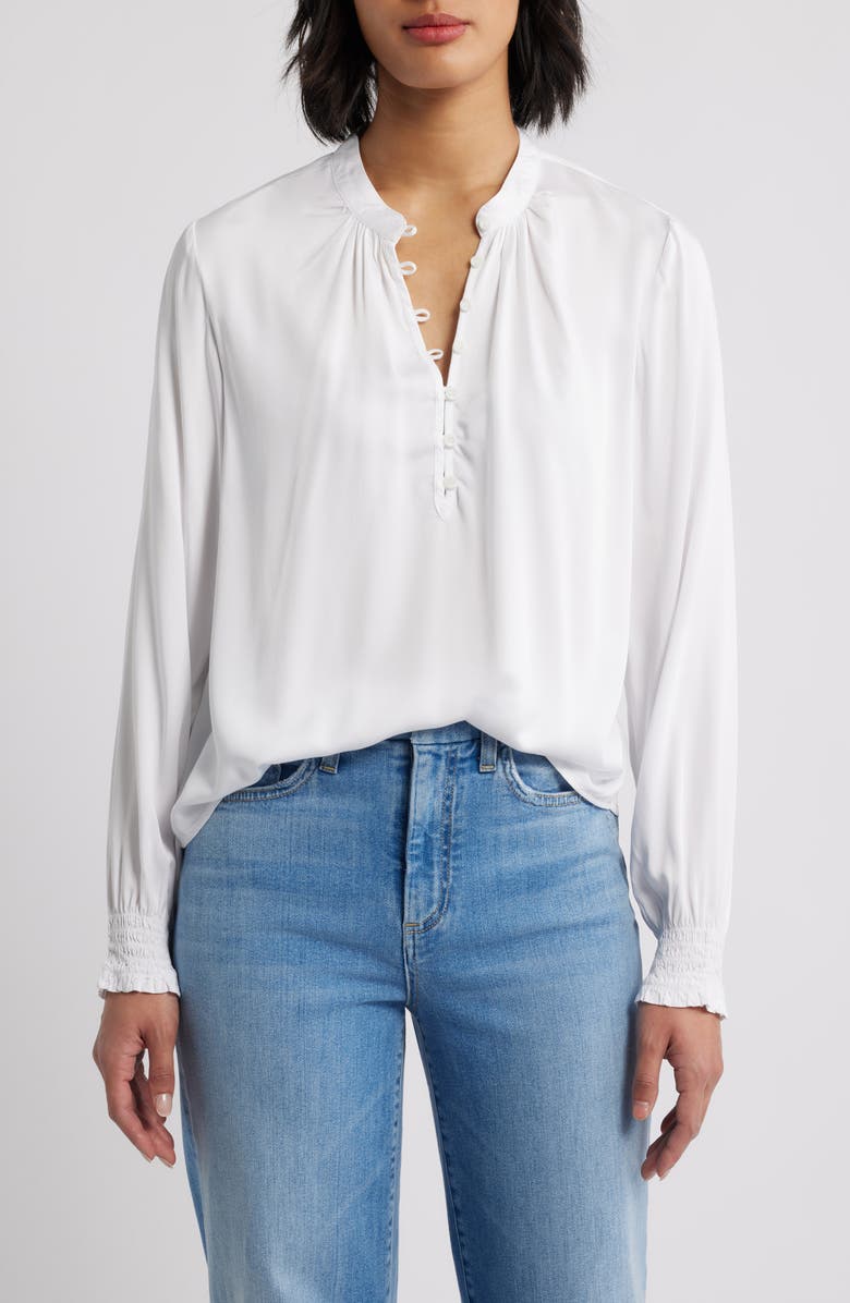Cloth & Stone Gathered Satin Top, Main, color, White