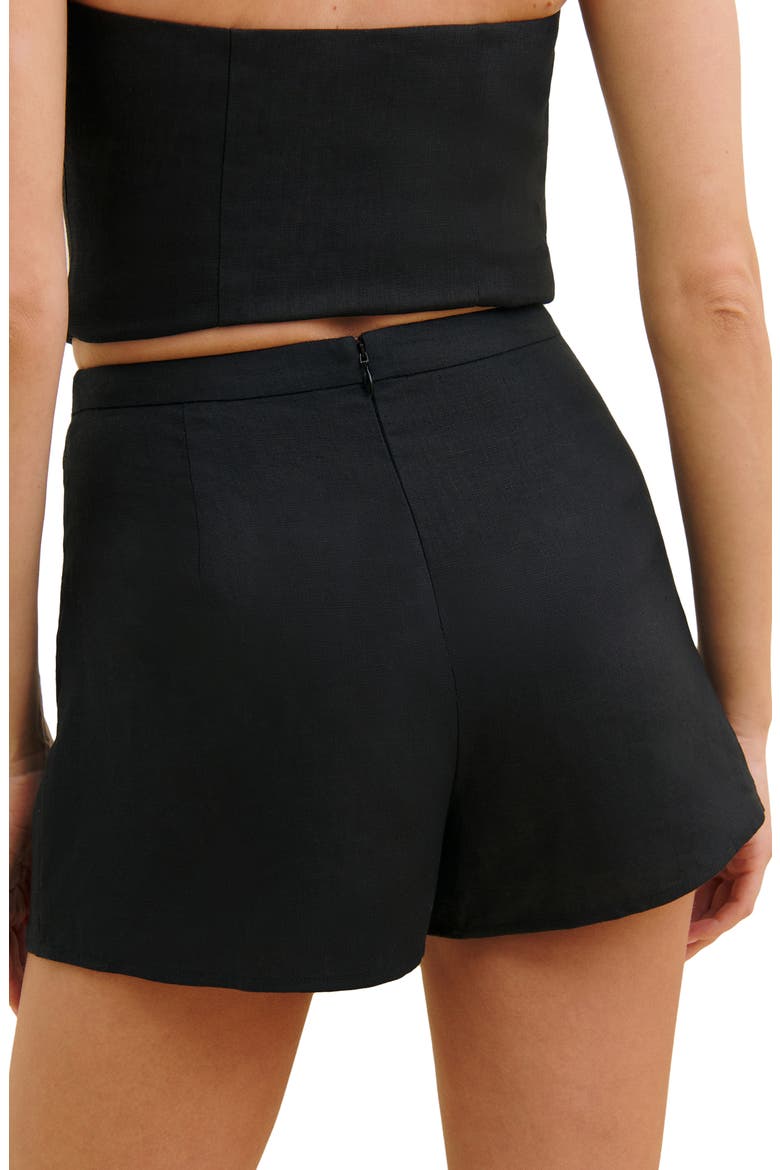 Clover Linen Wrap Miniskort, Alternate, color, BLACK