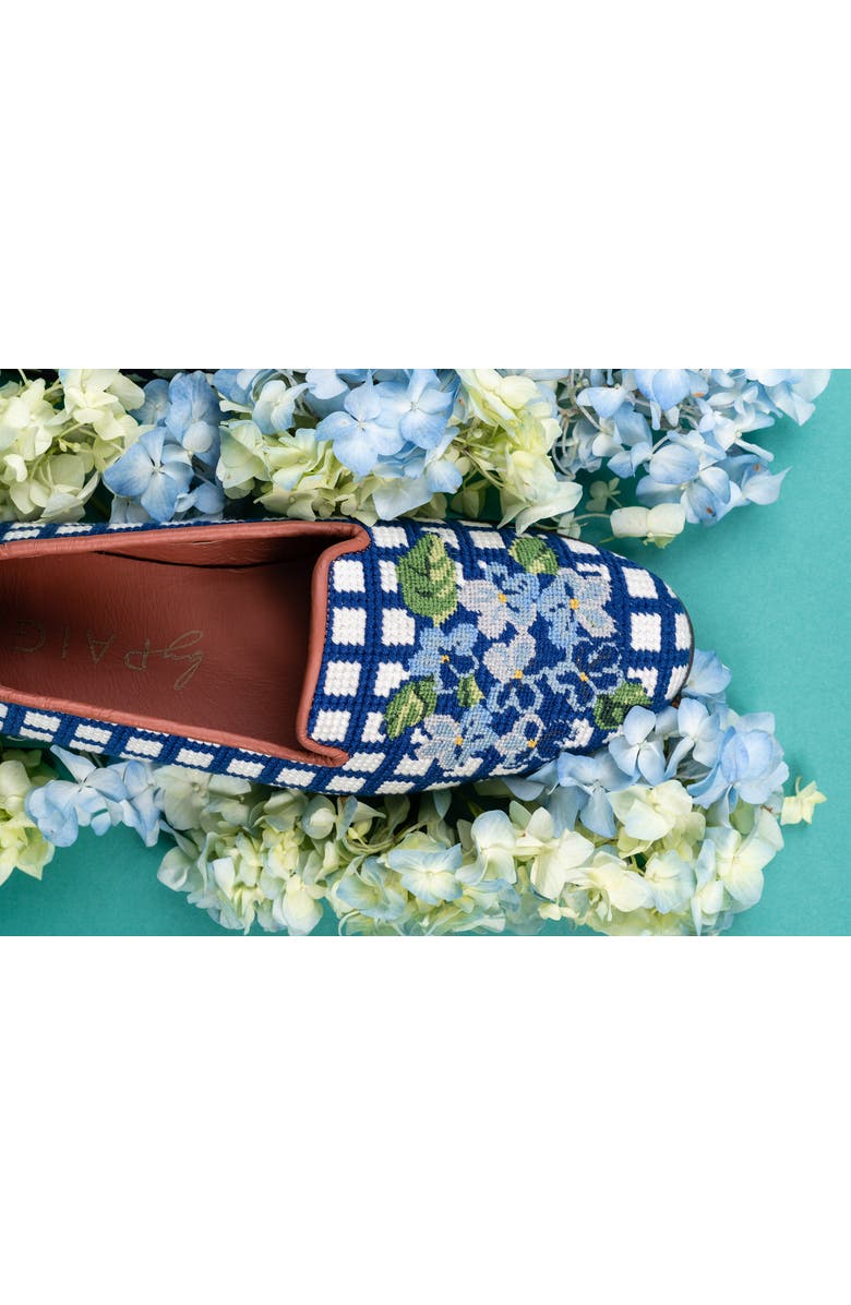 ByPaige Needlepoint Checkered Hydrangea Flat, Alternate, color, Hydrangea Blue
