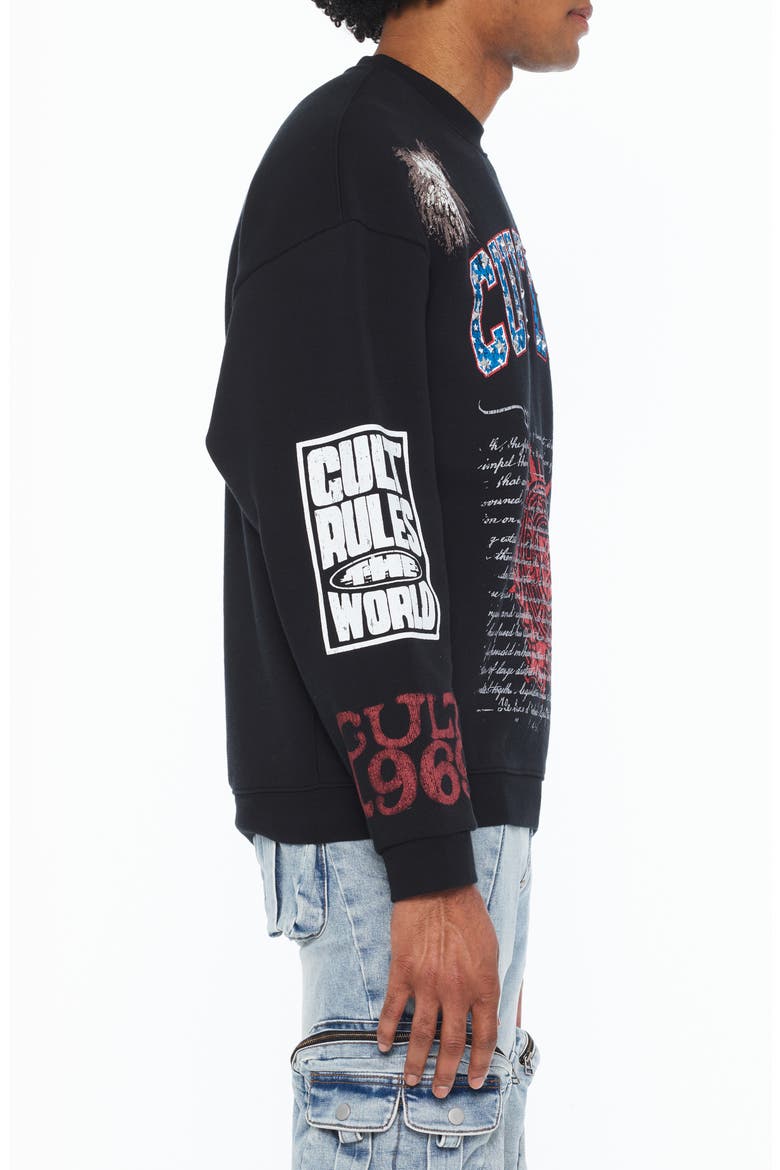 Graphic Cotton French Terry Sweatshirt, Alternate, color, BLACK