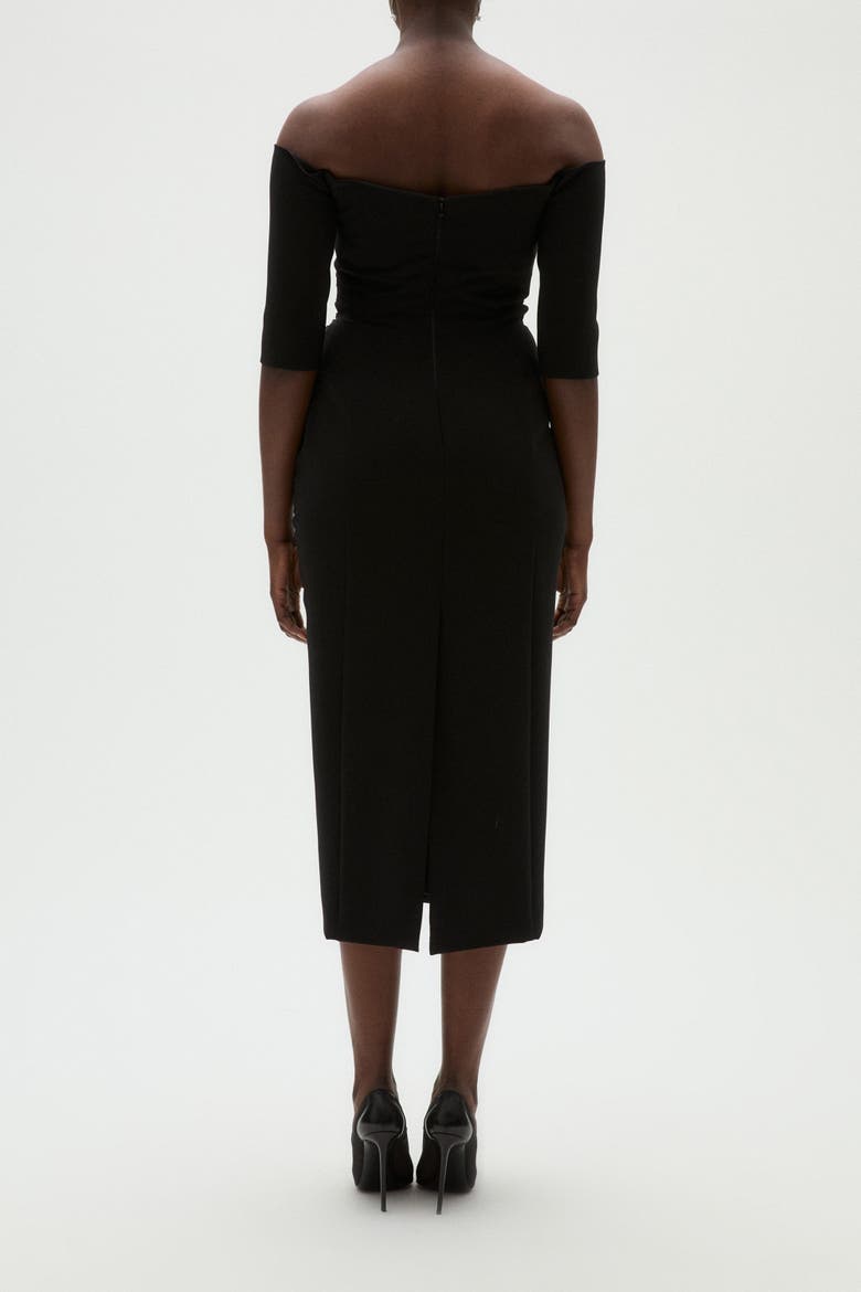 Stretch Crepe Cocktail Dress, Alternate, color, Black