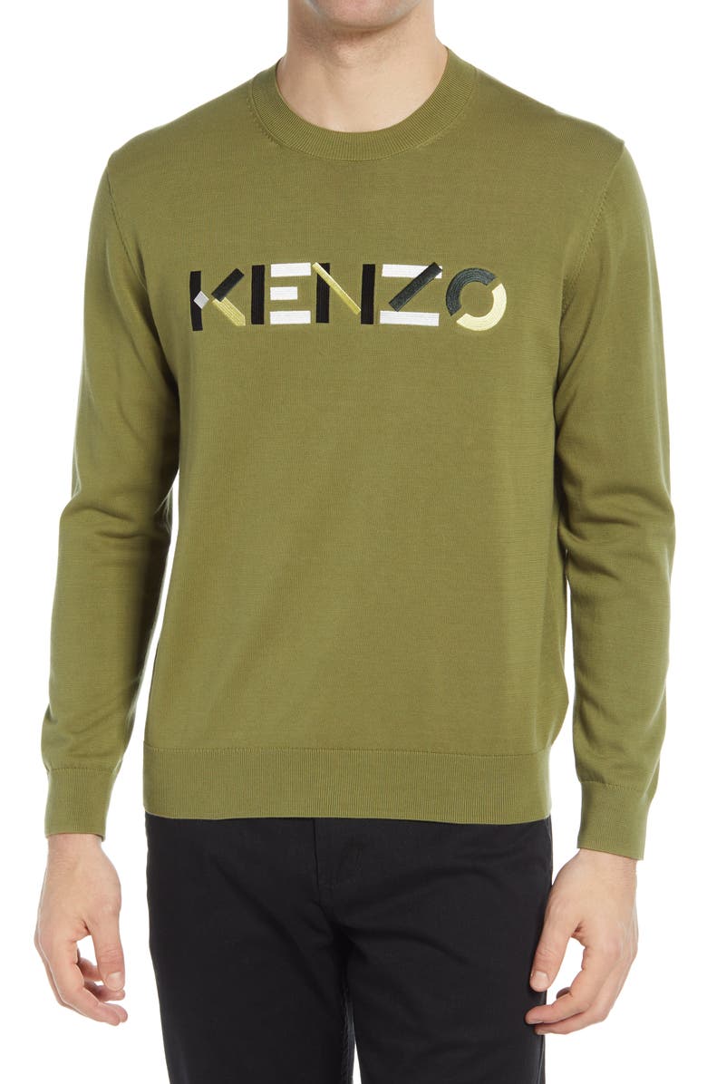 KENZO Men's Multico Embroidered Logo Crewneck Sweater, Main, color, 