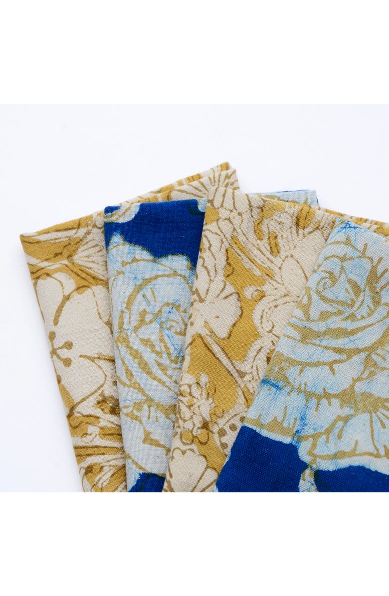 Ichcha Mix & Match Block Print Cotton Napkins, Alternate, color, Gold