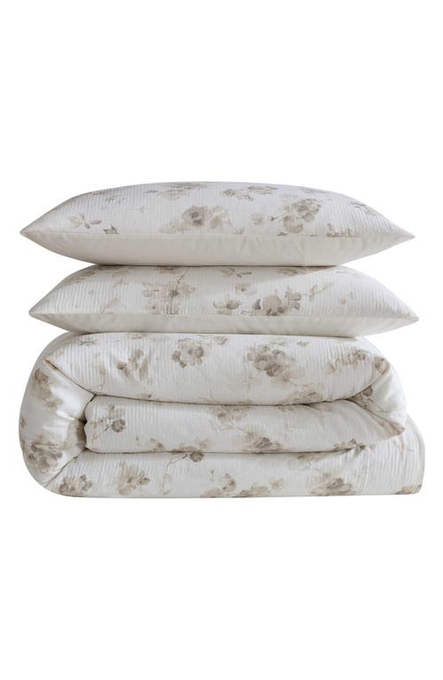 Calvin Klein Home Eternity Floral Reversible Cotton Gauze Comforter Cover & Shams Set In Open Light Beige