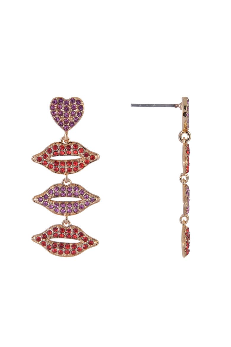 Stone Lip Linear Earrings, Alternate, color, Red