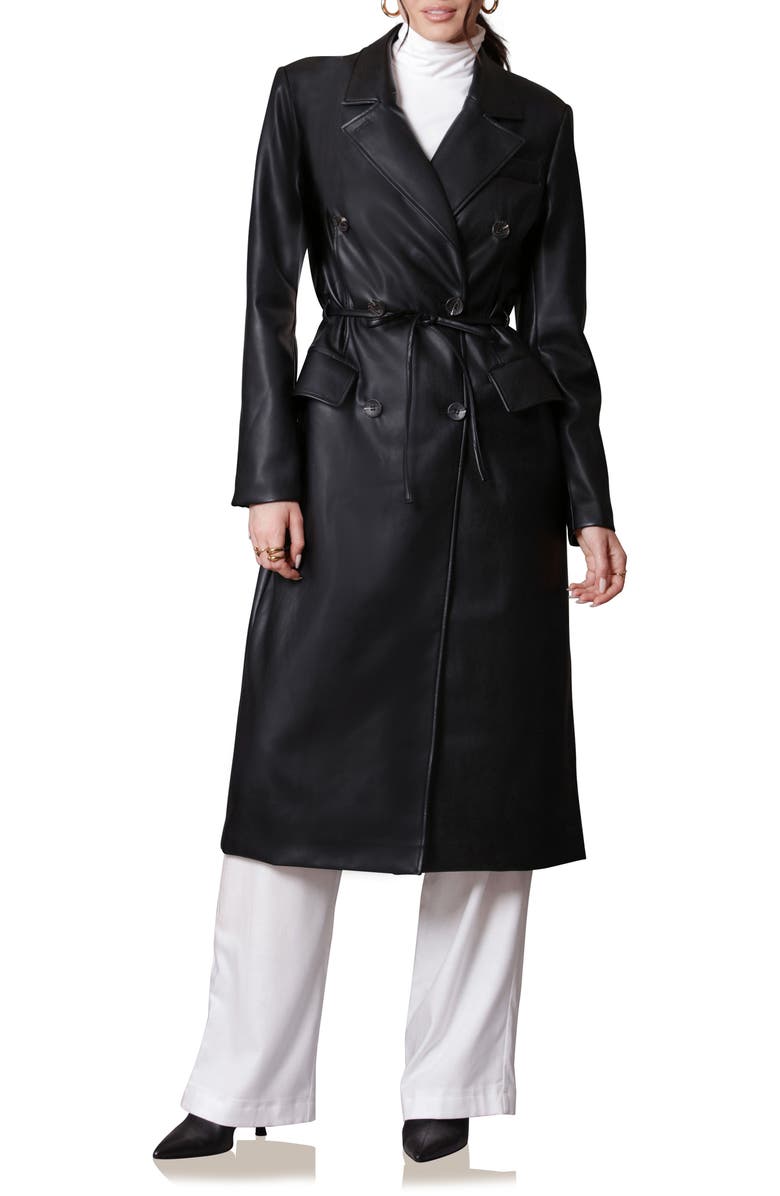 Avec Les Filles Faux Leather Trench Coat, Main, color, 