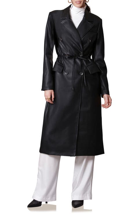 Faux Leather Trench Coat