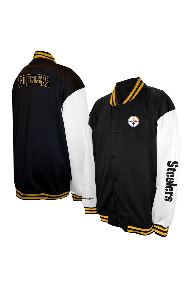 Men's Profile  Black Pittsburgh Steelers Big & Tall Full-Snap Varsity Jacket, Main, color, Black