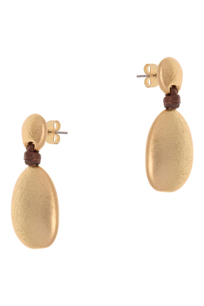 Peggy Smooth Pebble Cord Drop Earrings, Main, color, GOLD TONE BROWN