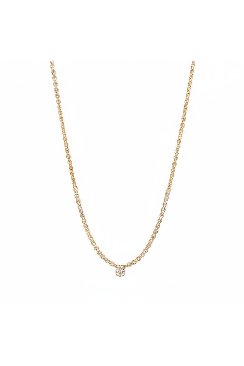 Diamond Round Bezel Accent Tennis Necklace 14K, Main, color, 14K Gold