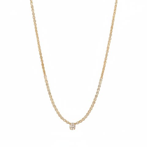 Diamond Round Bezel Accent Tennis Necklace 14K