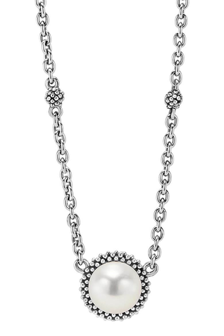Freshwater Pearl Stud Earrings & Pendant Necklace Set, Alternate, color, SILVER/ PEARL