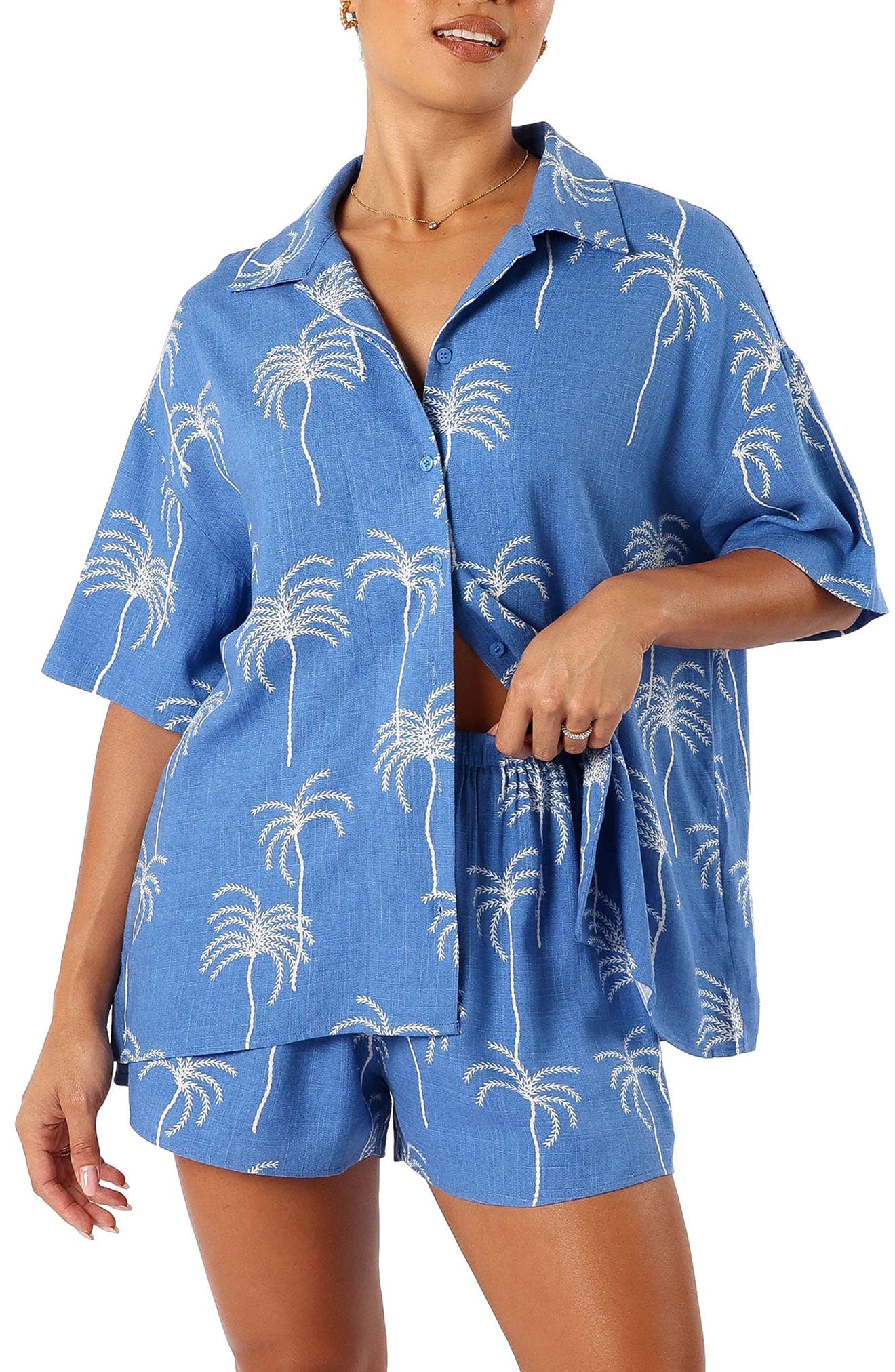 selected BLUE PALM PRINT