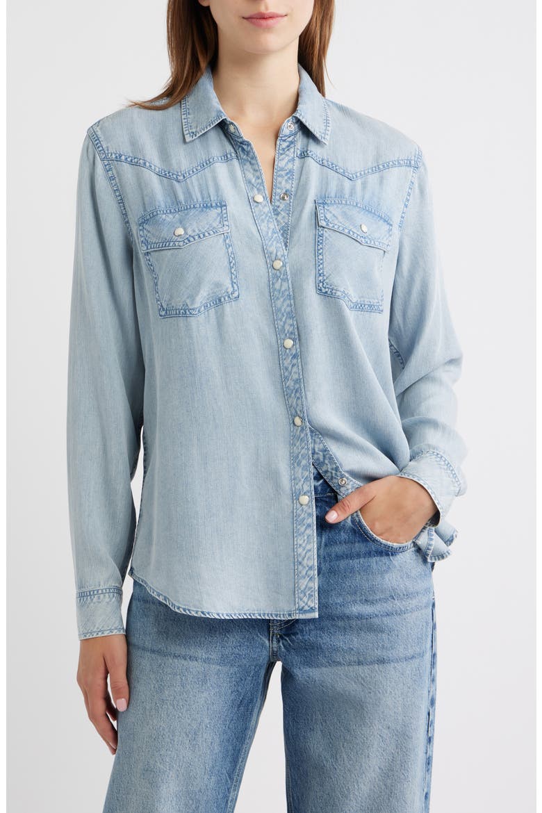 Remi Chambray Pearl Snap Shirt, Main, color, CREEKSIDE INDIGO