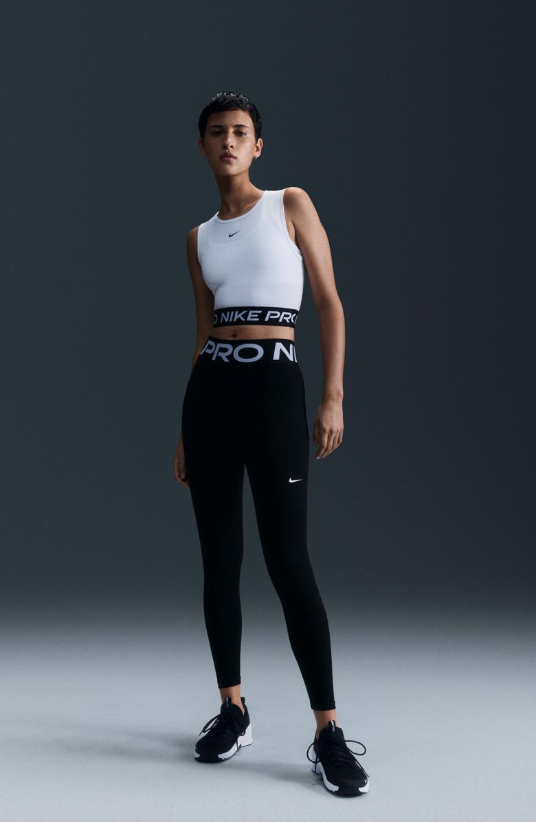 Nike Pro Dri-FIT Crop Tank Top, Alternate, color, 100 100 White/Black