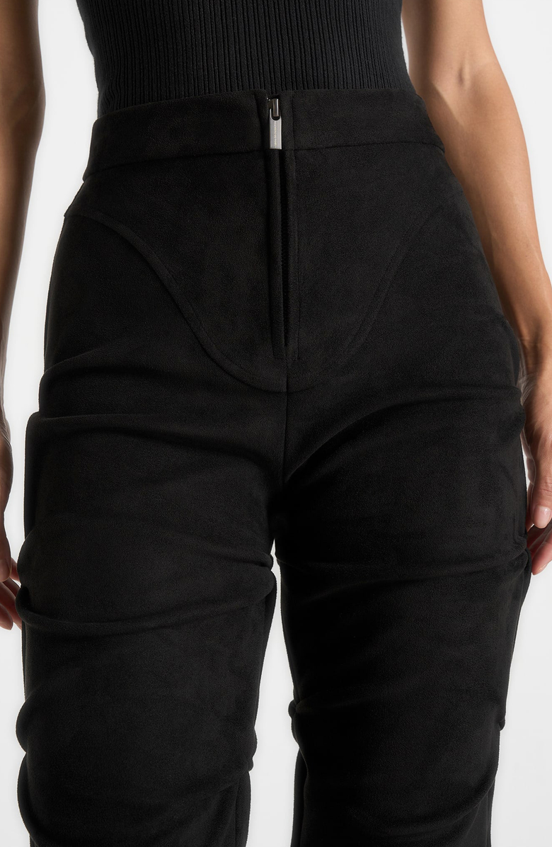 Manière De Voir Caroline Tacked Suede Flared Trousers, Main, color, Black