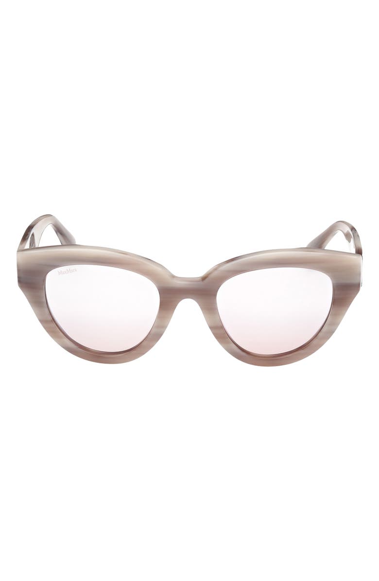 Max Mara Glimpse 50mm Polarized Cat Eye Sunglasses, Main, color, Camel Horn / Brown Lenses