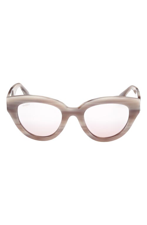 Max Mara Glimpse 50mm Polarized Cat Eye Sunglasses In Camel Horn/brown Lenses