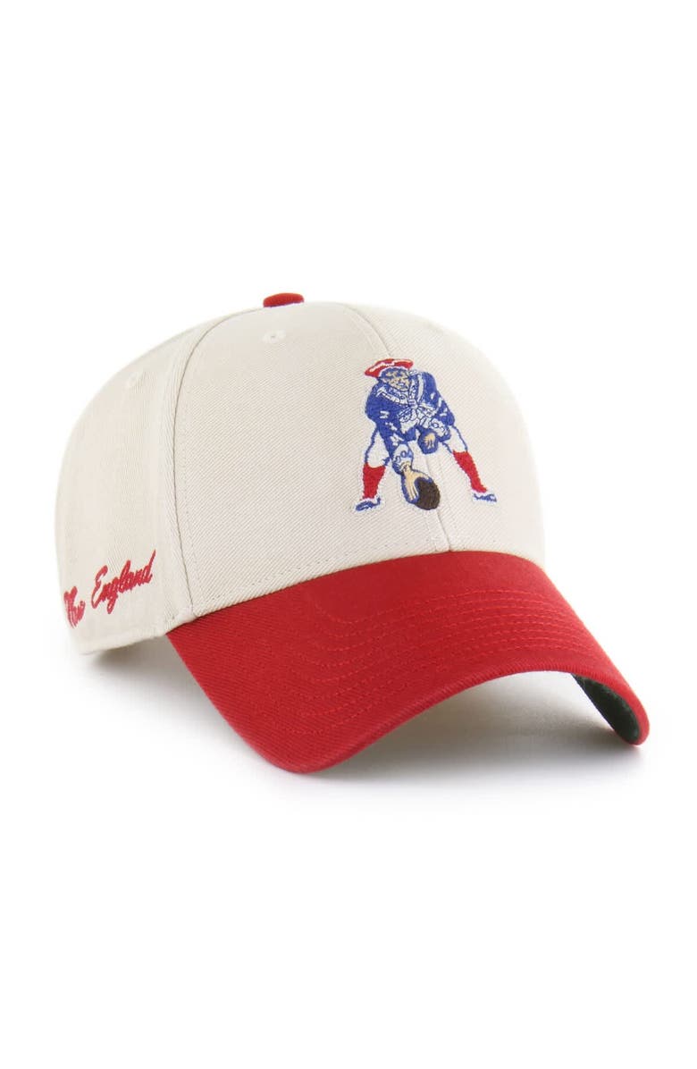 '47 Men's '47 Cream/Red New England Patriots Fairfield MVP Throwback Adjustable Hat, Main, color,