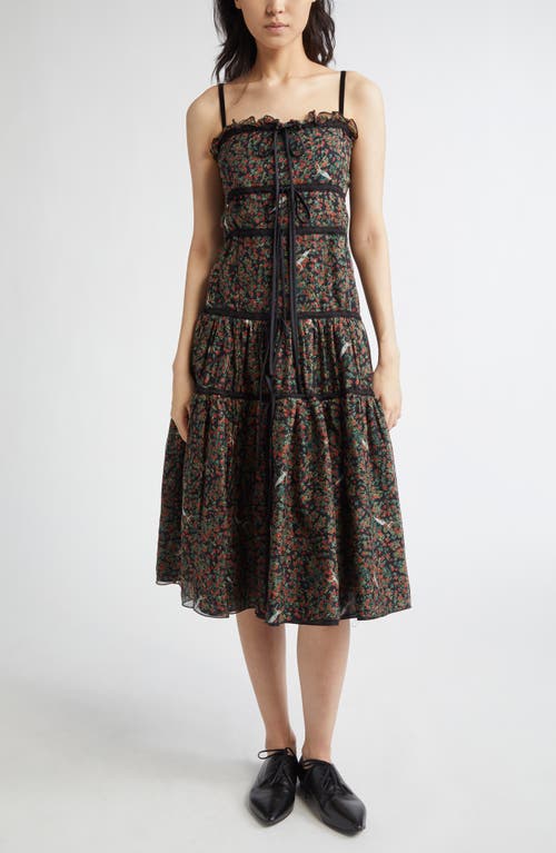 MERUERT TOLEGEN MERUERT TOLEGEN FLORAL TIERED CHIFFON MIDI DRESS