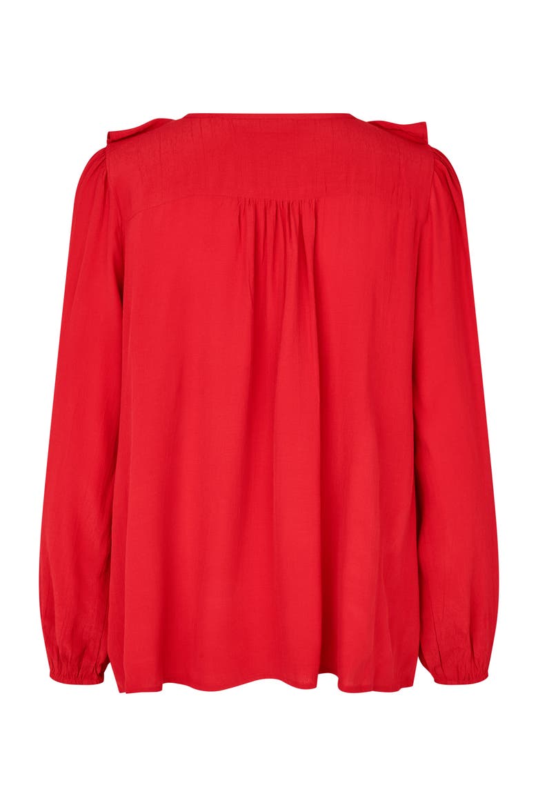 Mabeauna Ruffled V-Neck Blouse, Alternate, color, Scarlet Sage