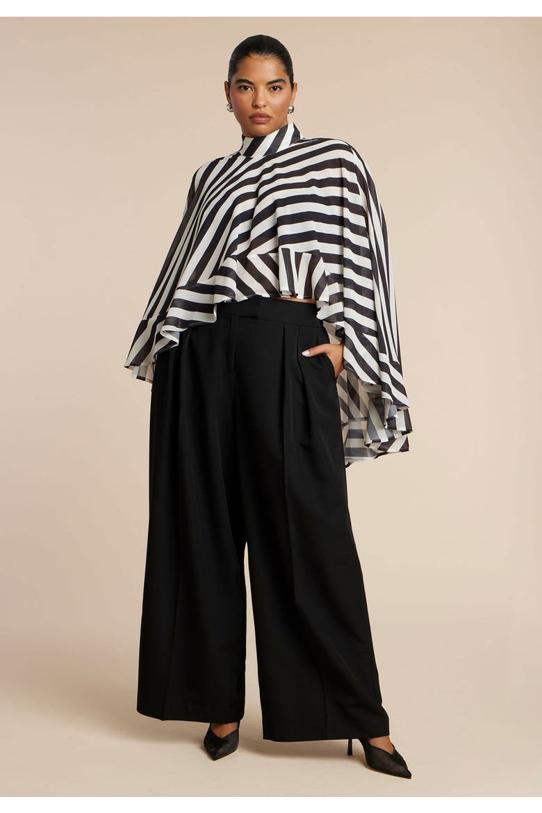 Ruffle Detail Asym Cape, Alternate, color, DIAGONAL STRIPE