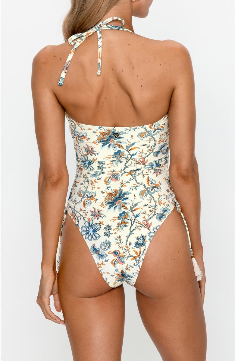 PS By Cupshe Floral Oasis Halter One-Piece Swimsuit, Alternate, color, Beige