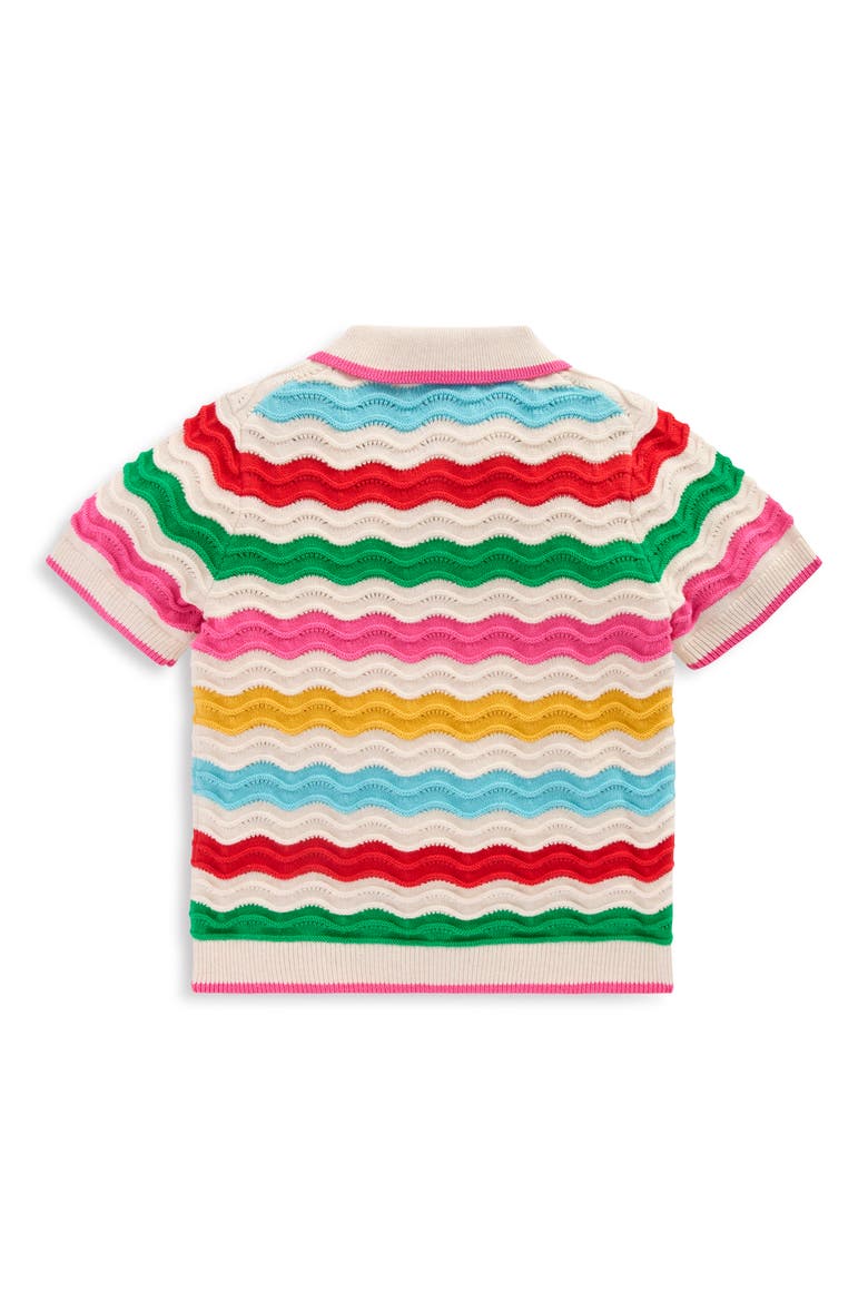 Kids' Pointelle Stitch Polo, Alternate, color, ECRU MARL MULTI WAVE