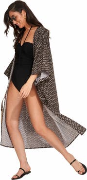 Gottex Beach Life Mika Short Sleeves Swim Cover Up Robe