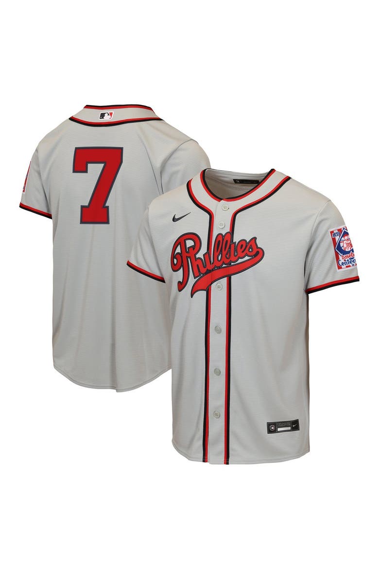 Youth Nike Trea Turner Gray Philadelphia Phillies 2026 Field of Dreams Replica Jersey, Main, color, Gray