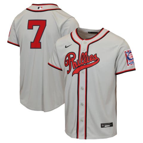Youth Nike Trea Turner Gray Philadelphia Phillies 2026 Field of Dreams Replica Jersey
