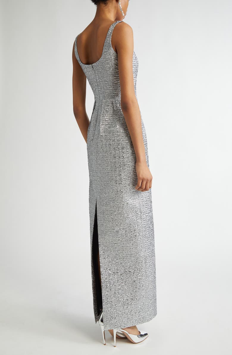 Emilia Wickstead Sharon Metallic Seersucker Evening Dress, Alternate, color, 