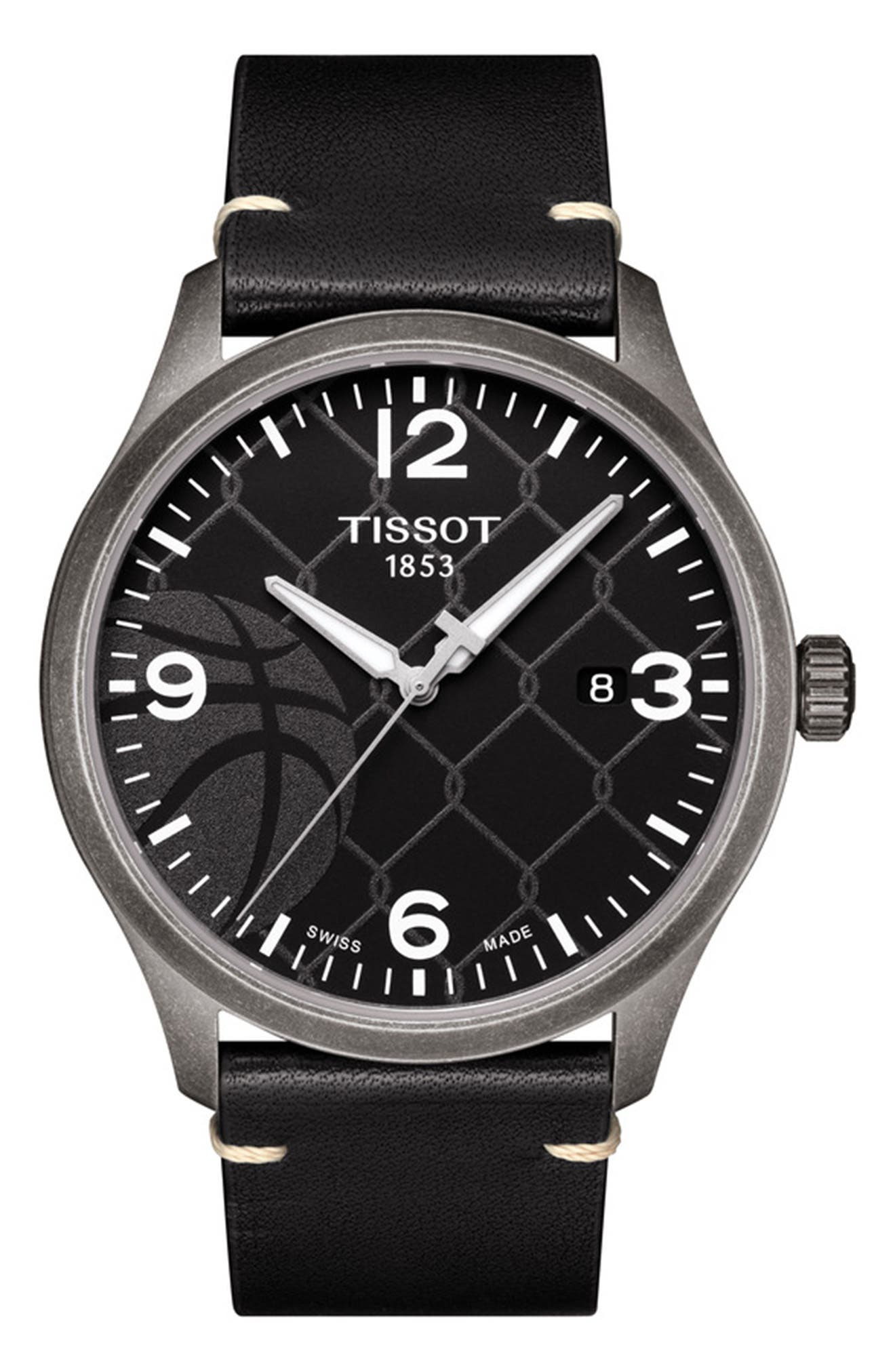Tissot Men's Gent XL 3x3 Street Basketball Leather Strap Watch, 42mm